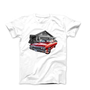 Classic Car & Garage Illustration T-shirt - Cars, Trucks & Cycles - Harvey Ltd