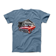 Classic Car & Garage Illustration T-shirt - Cars, Trucks & Cycles - Harvey Ltd