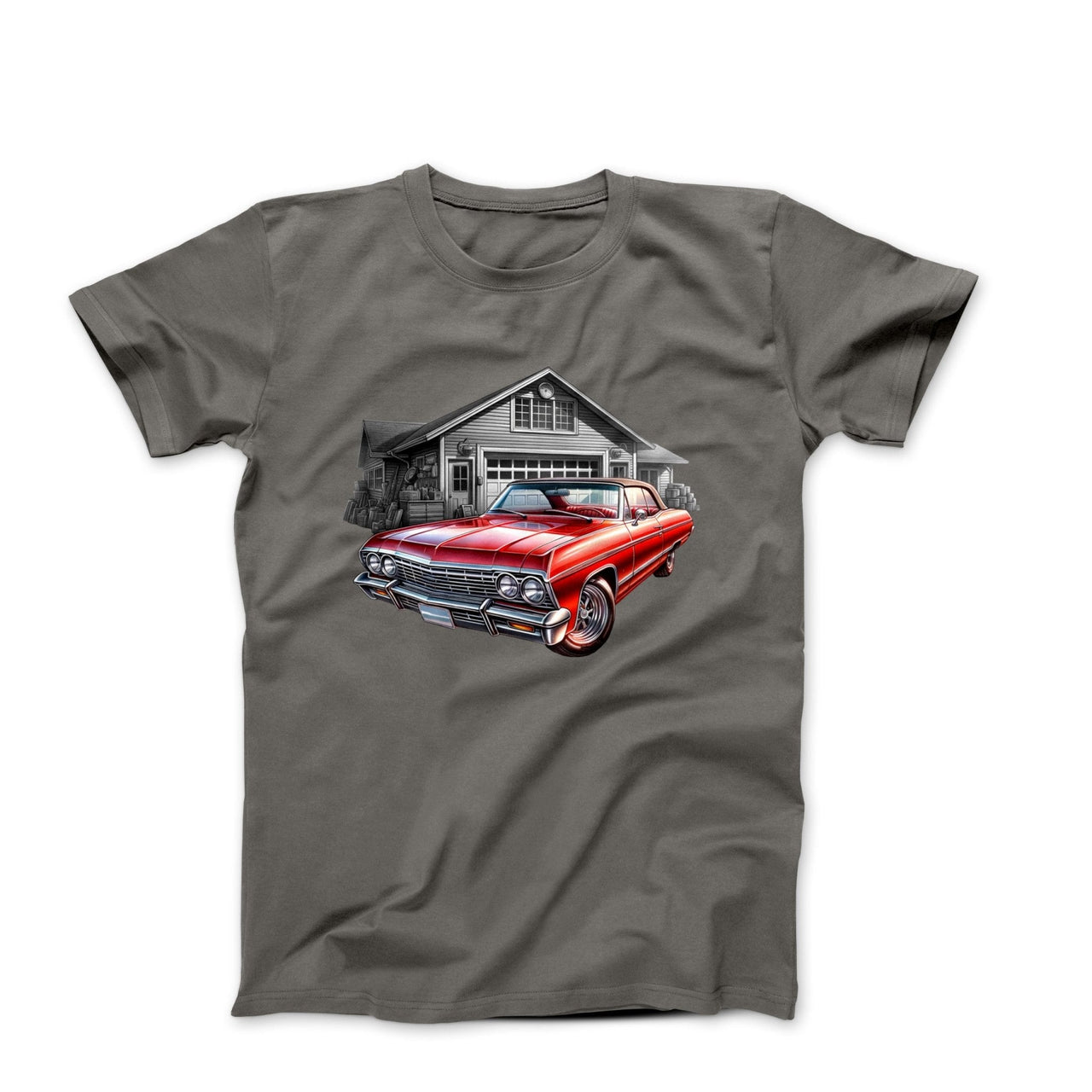 Classic Car & Garage Illustration T-shirt - Cars, Trucks & Cycles - Harvey Ltd