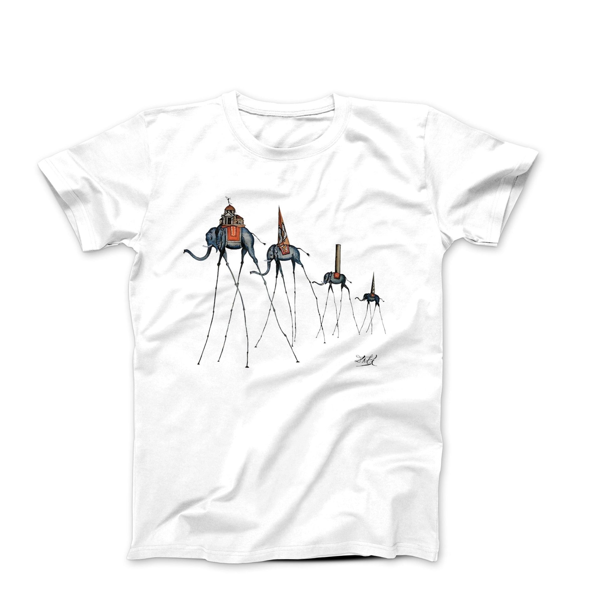 Dali Giraffe Elephants (1954) Artwork T-shirt - Greatest Artists - Harvey Ltd