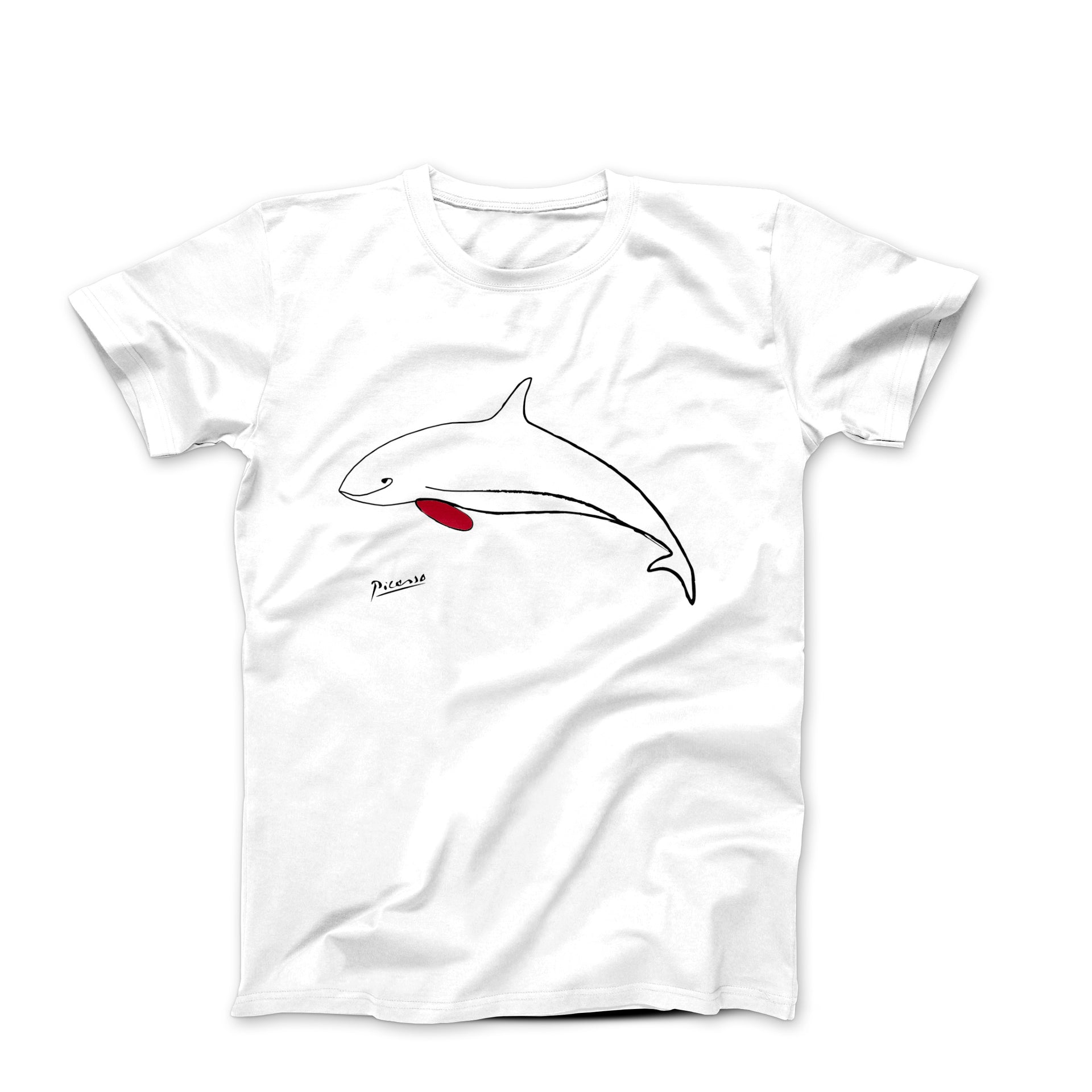 Picasso The Dolphin Line Drawing T-shirt - Greatest Artists - Harvey Ltd