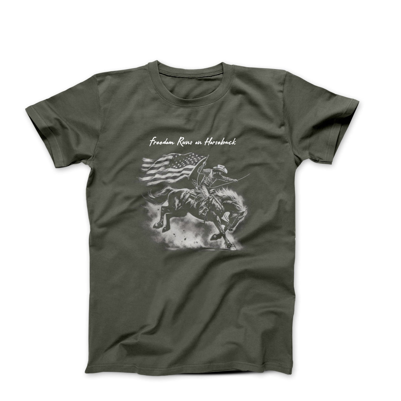 Freedom Runs On Horseback Illustration T-shirt - Movies, TV & Others - Harvey Ltd