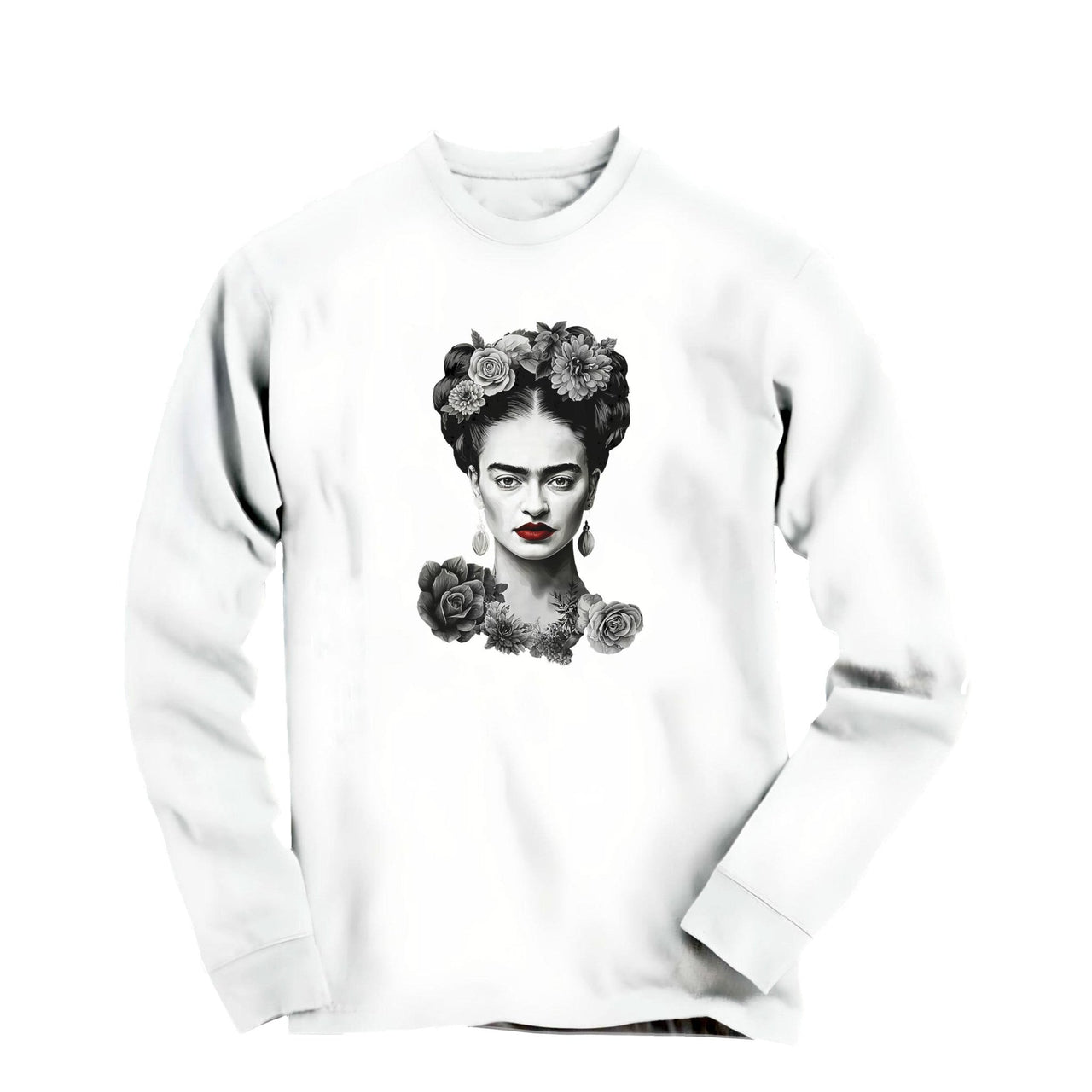 Frida With Flowers Portrait Long Sleeve Tee - Greatest Artists - Harvey Ltd