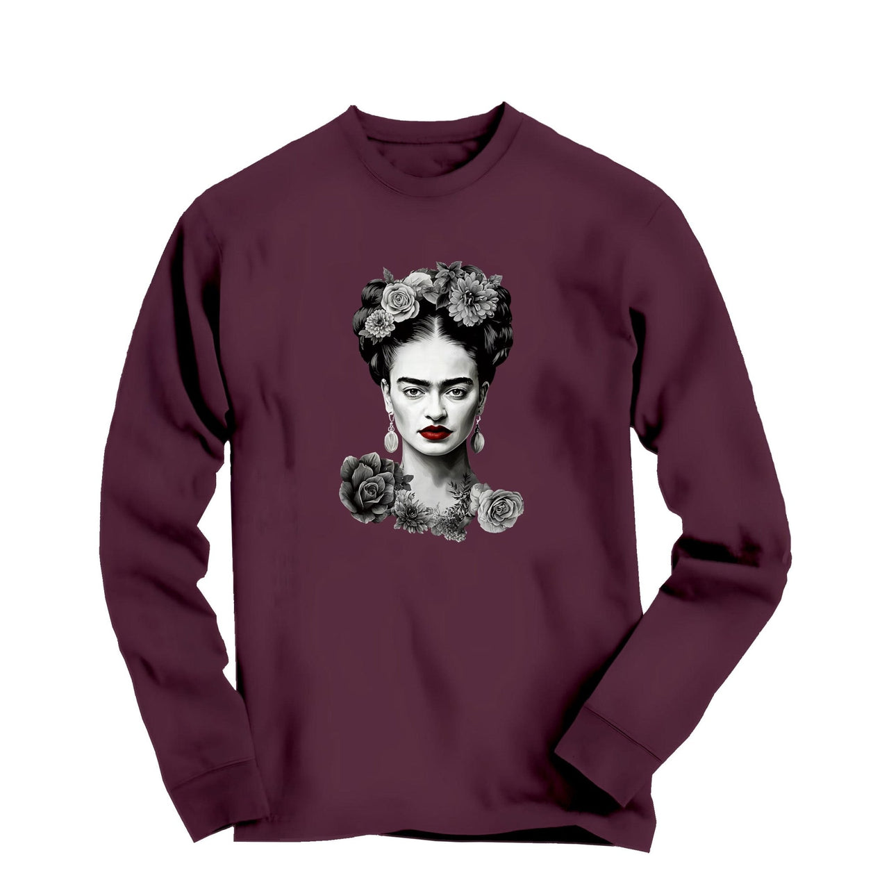 Frida With Flowers Portrait Long Sleeve Tee - Greatest Artists - Harvey Ltd