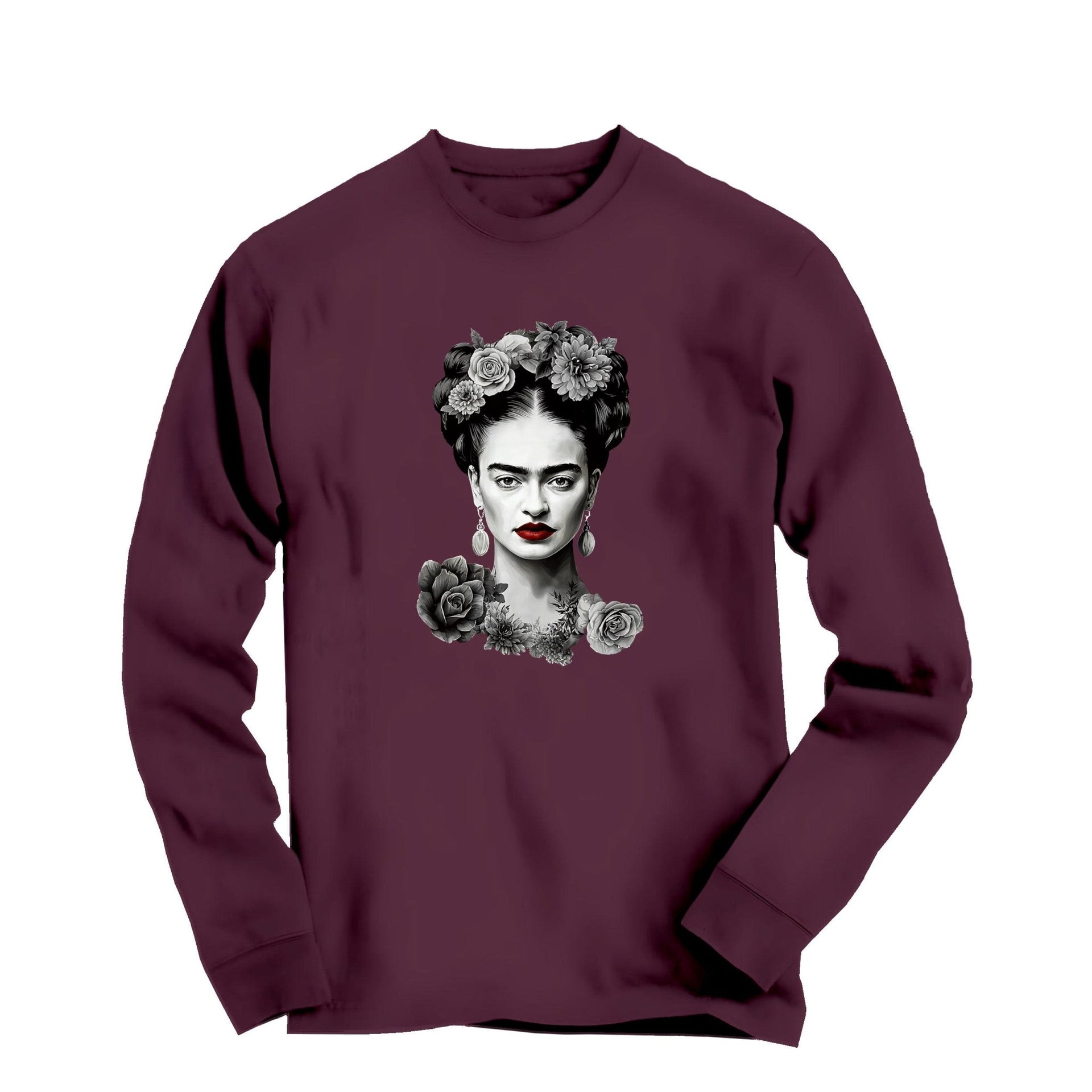Frida With Flowers Portrait Long Sleeve Tee - Greatest Artists - Harvey Ltd