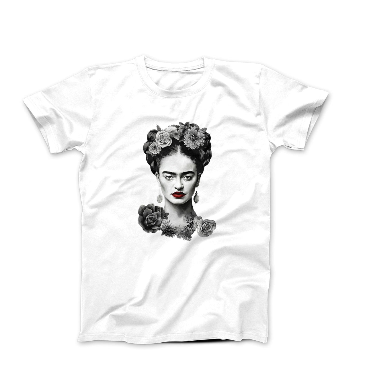 Frida With Flowers Portrait Sketch T-shirt - Greatest Artists - Harvey Ltd