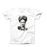 Frida With Flowers Portrait Sketch T-shirt - Greatest Artists - Harvey Ltd