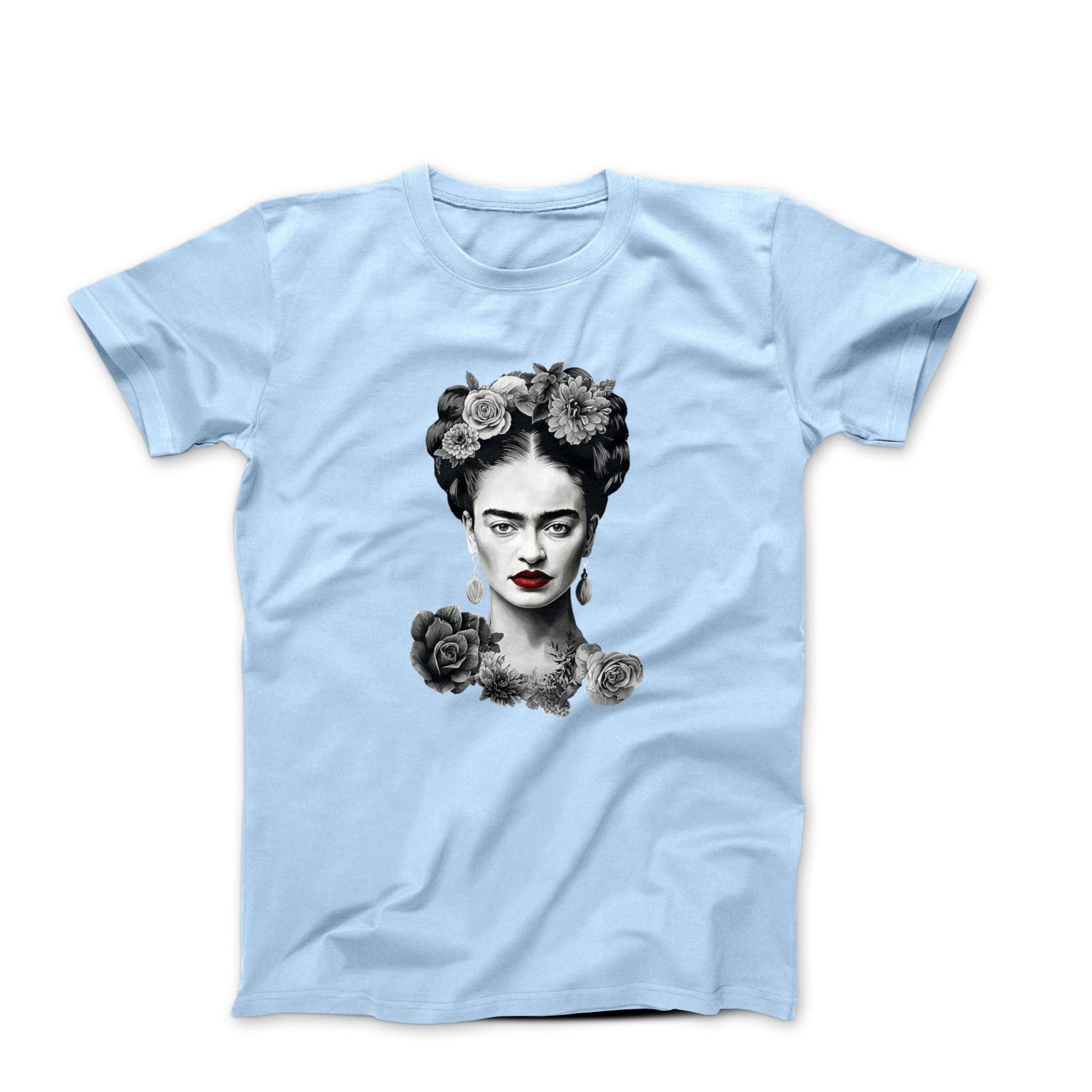 Frida With Flowers Portrait Sketch T-shirt - Greatest Artists - Harvey Ltd