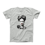 Frida With Flowers Portrait Sketch T-shirt - Greatest Artists - Harvey Ltd