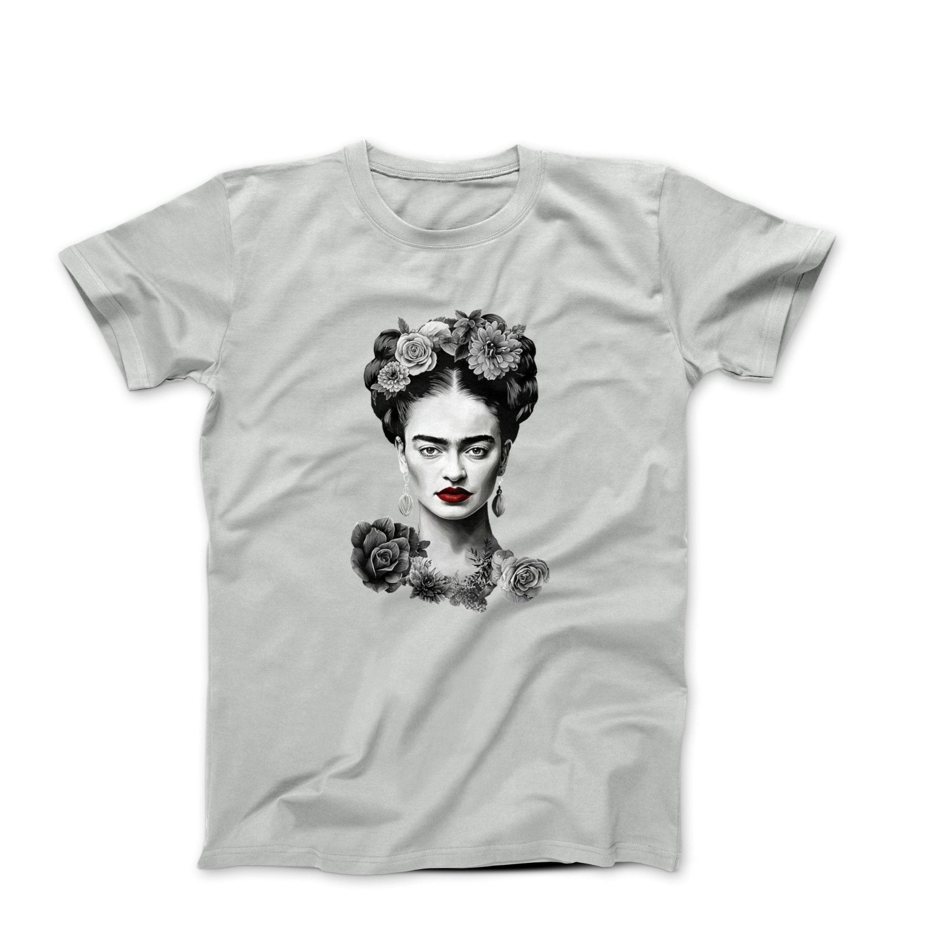 Frida With Flowers Portrait Sketch T-shirt - Greatest Artists - Harvey Ltd