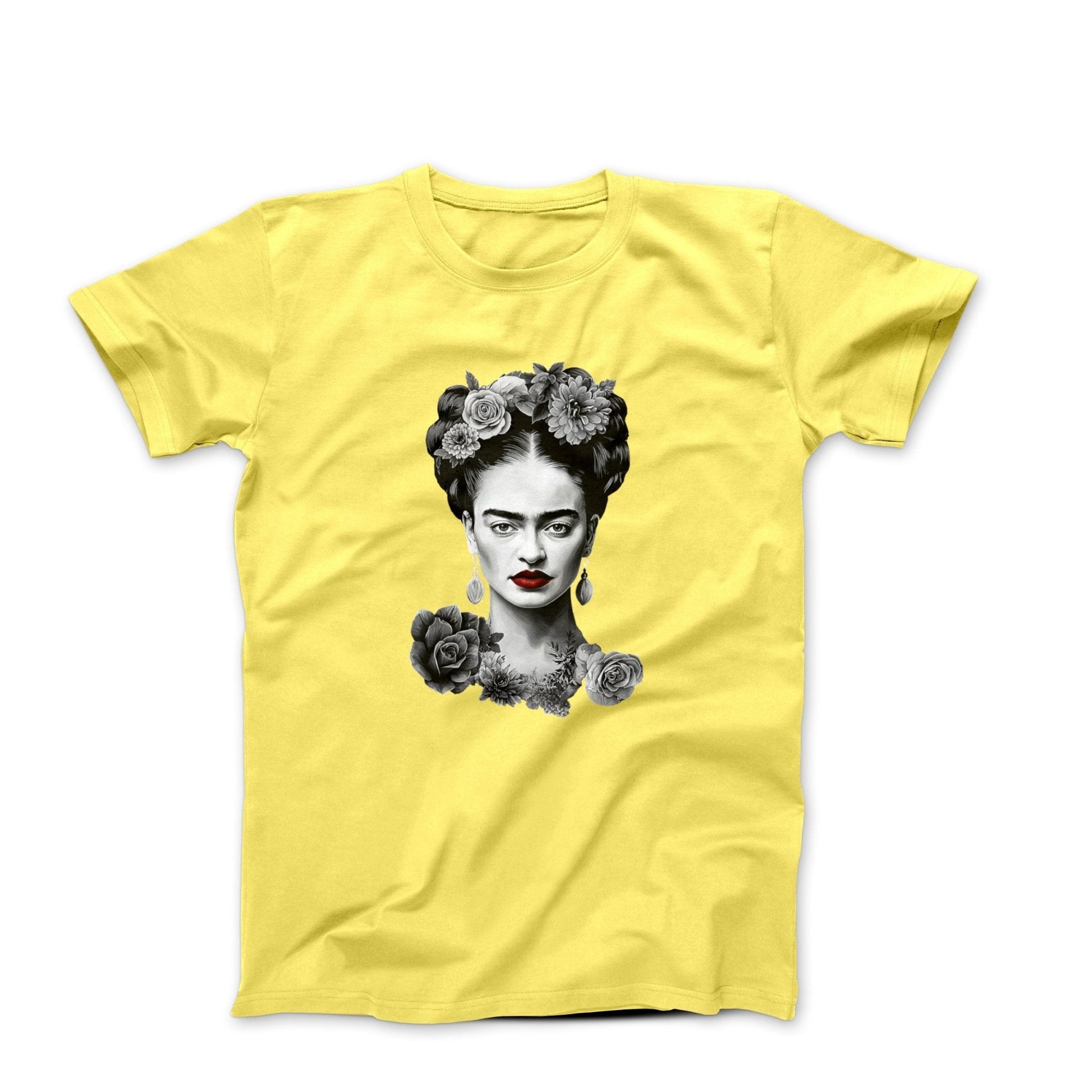 Frida With Flowers Portrait Sketch T-shirt - Greatest Artists - Harvey Ltd