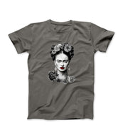 Frida With Flowers Portrait Sketch T-shirt - Greatest Artists - Harvey Ltd