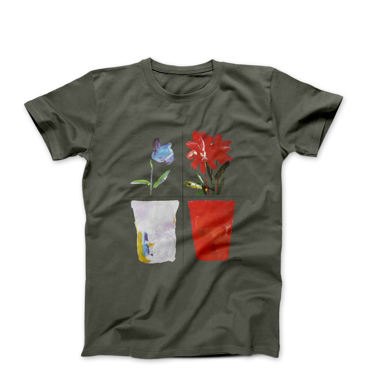 Gérard Gasiorowski Les Fleurs (Flowers) 1983 Artwork T-shirt - Clothing - Harvey Ltd