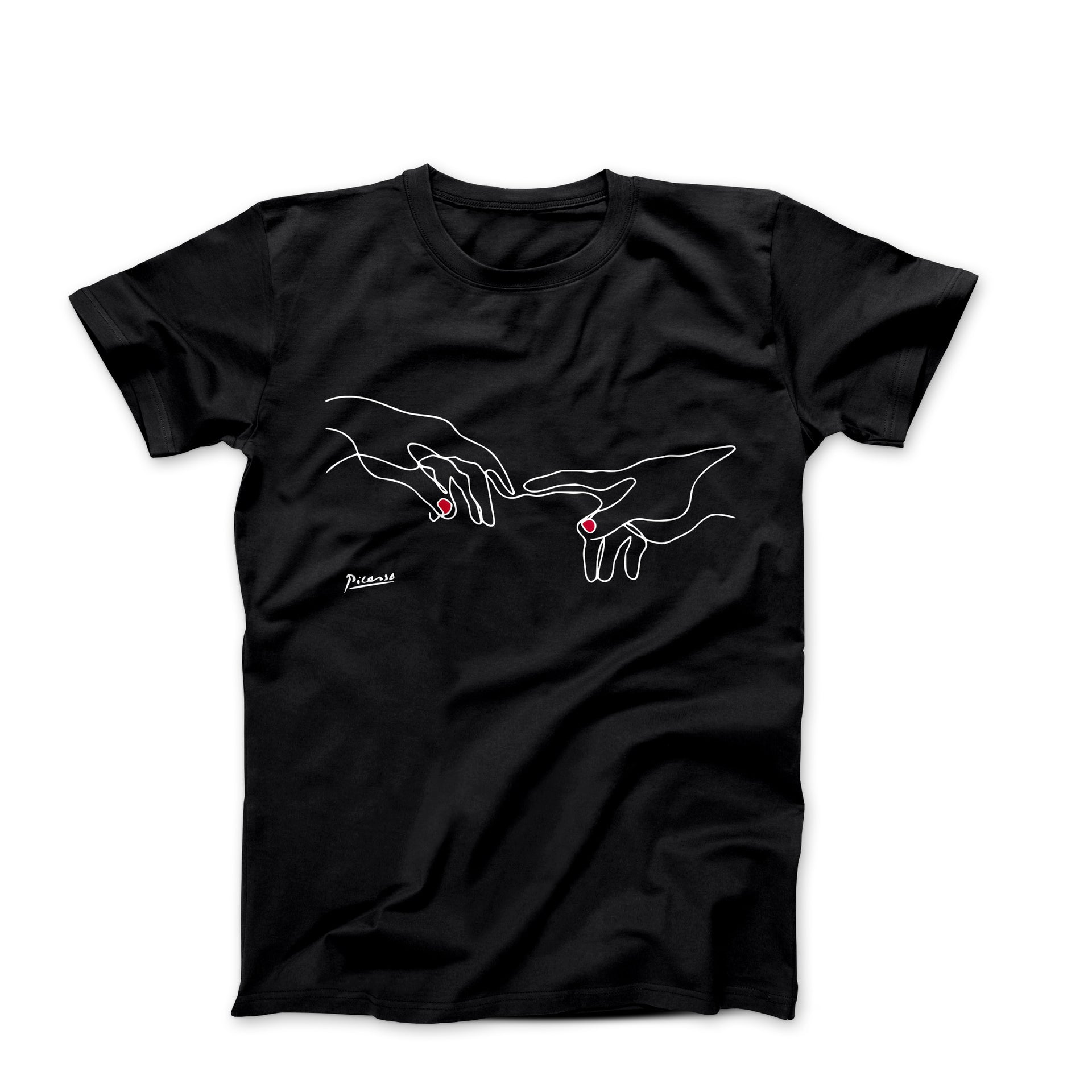Picasso Touching Hands Line Drawing T-shirt - Greatest Artists - Harvey Ltd