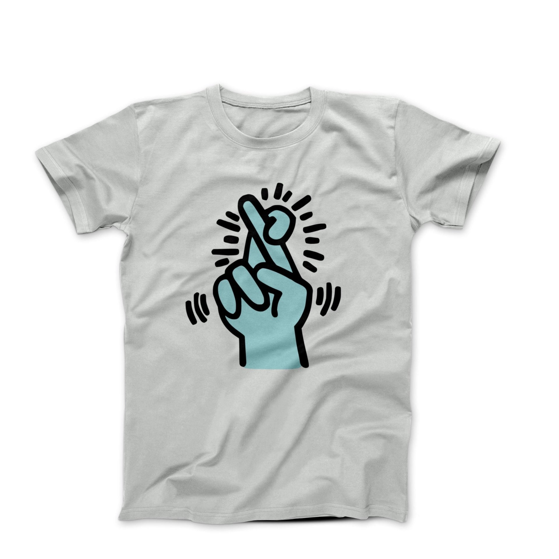 Haring Crossed Fingers Pop Art T - shirt - Clothing - Harvey Ltd