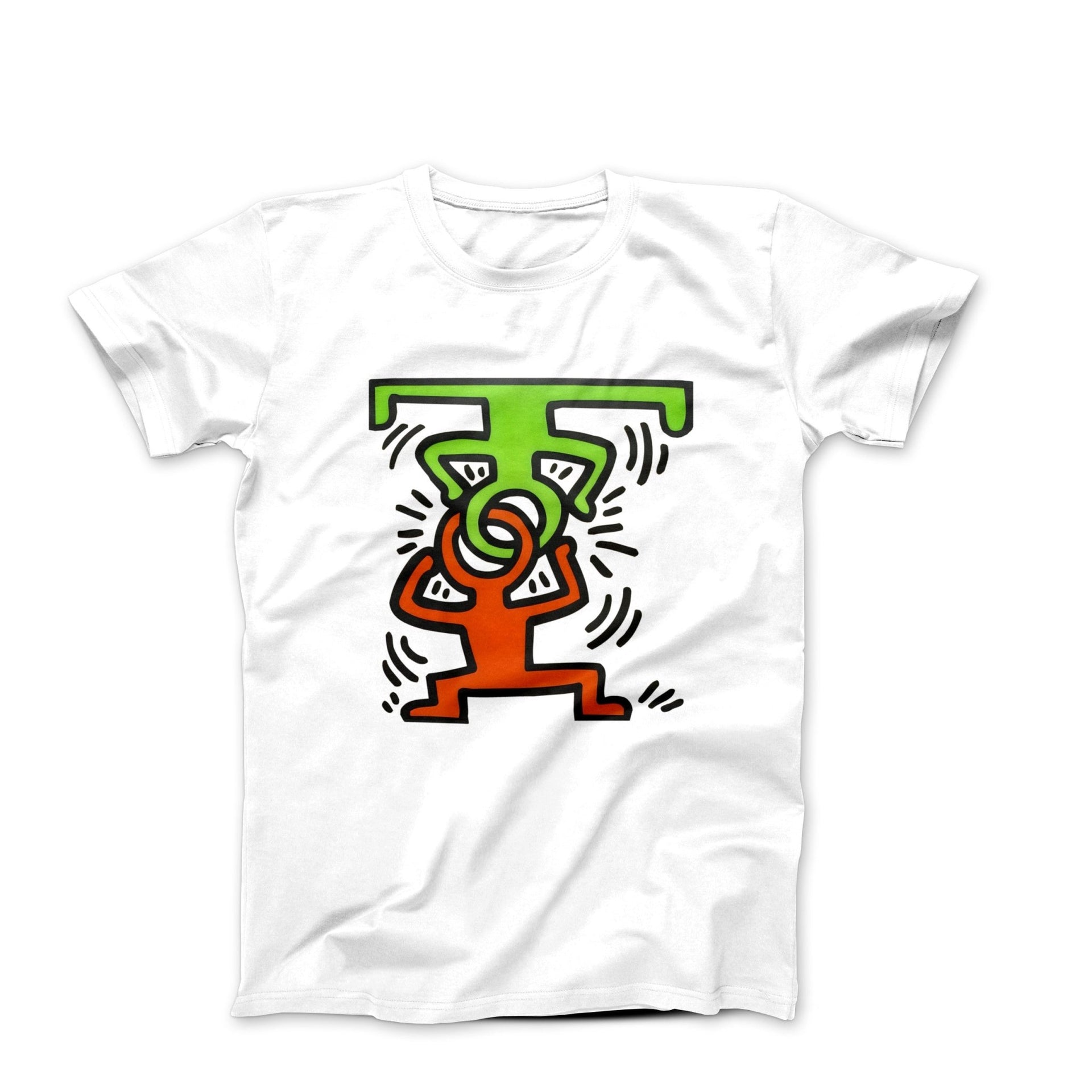 Haring Head Stand (1988) Pop Art T - shirt - Clothing - Harvey Ltd