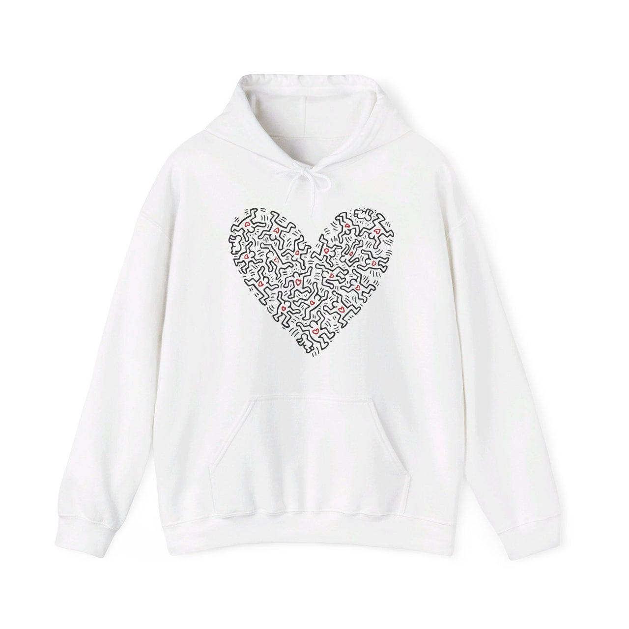 Haring Heart of Men Pop Art Hoodie - Clothing - Harvey Ltd