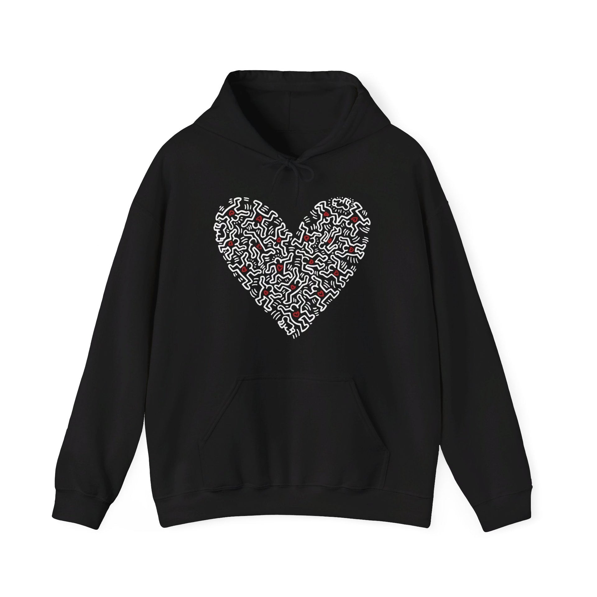 Haring Heart of Men Pop Art Hoodie - Clothing - Harvey Ltd