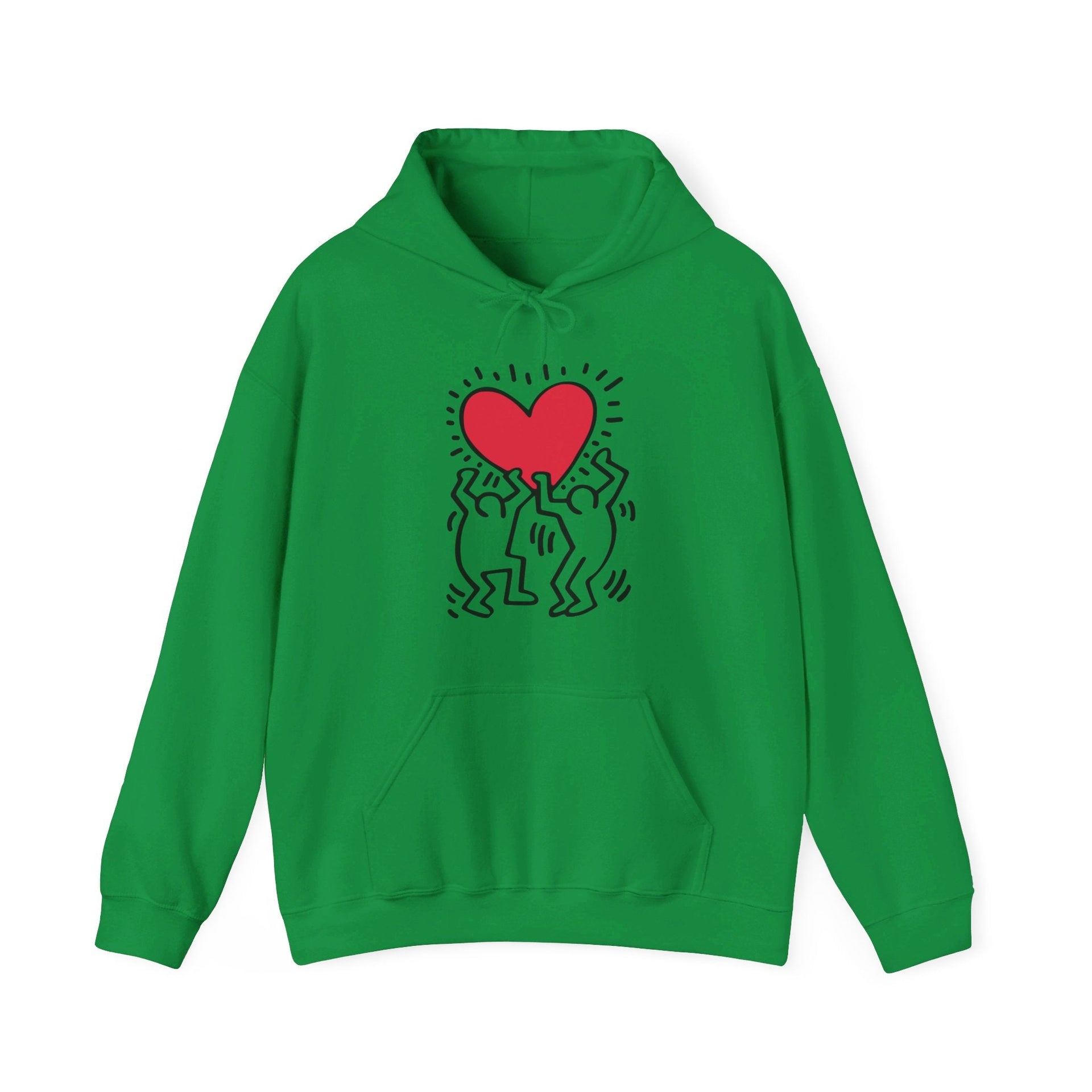 Haring Men Holding Heart Pop Art Hoodie - Clothing - Harvey Ltd