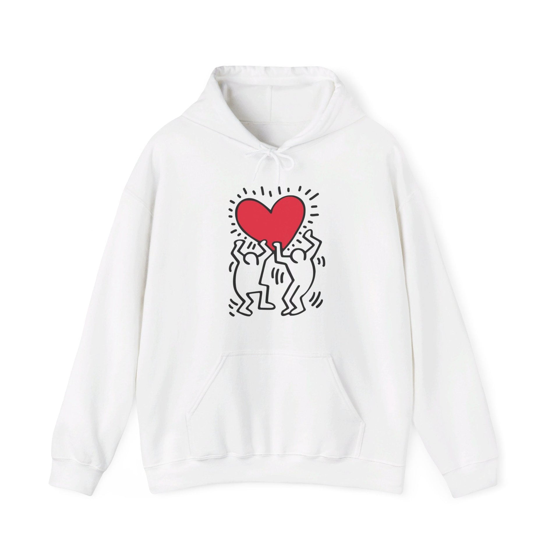 Haring Men Holding Heart Pop Art Hoodie - Clothing - Harvey Ltd