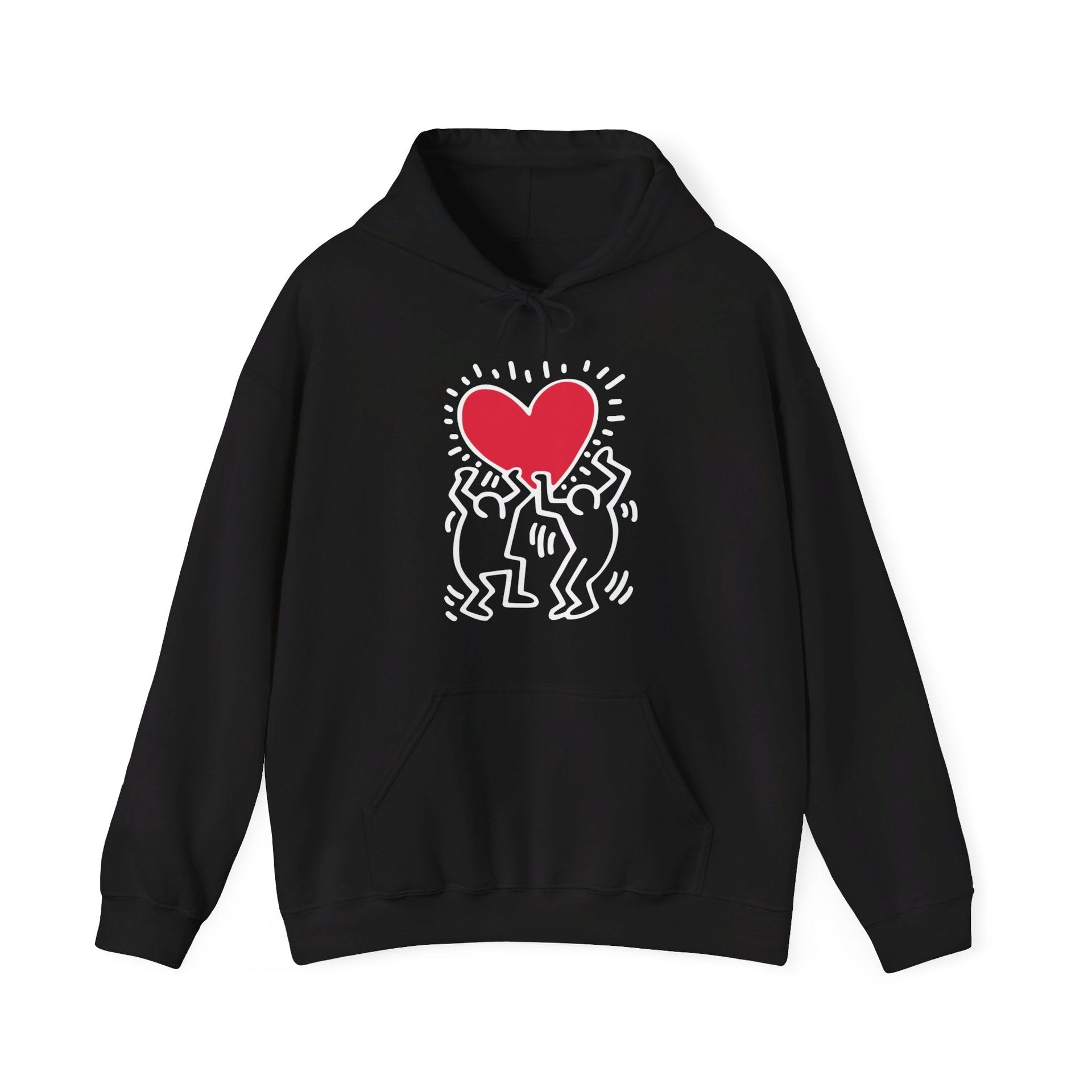 Haring Men Holding Heart Pop Art Hoodie - Clothing - Harvey Ltd