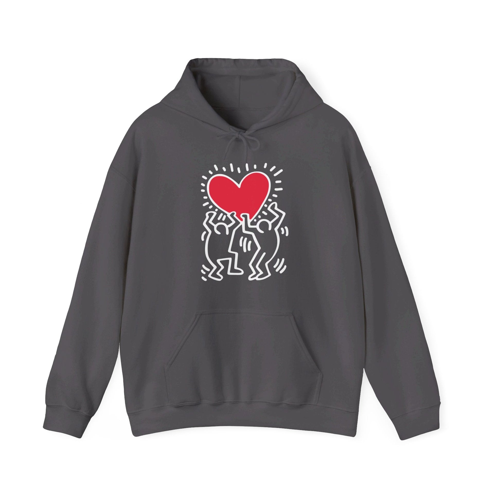 Haring Men Holding Heart Pop Art Hoodie - Clothing - Harvey Ltd