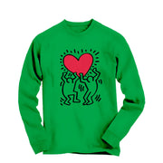 Haring Men Holding Heart Pop Art Long Sleeve Tee - Clothing - Harvey Ltd