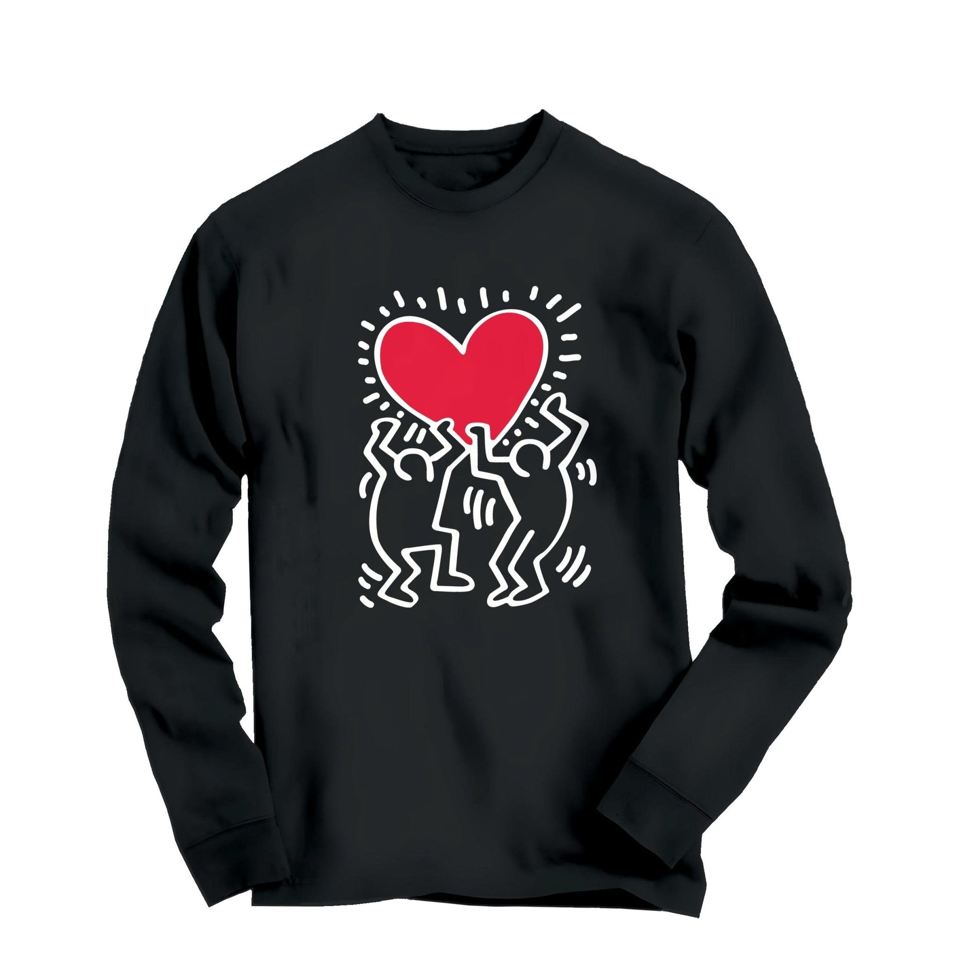 Haring Men Holding Heart Pop Art Long Sleeve Tee - Clothing - Harvey Ltd