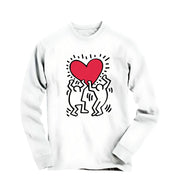 Haring Men Holding Heart Pop Art Long Sleeve Tee - Clothing - Harvey Ltd