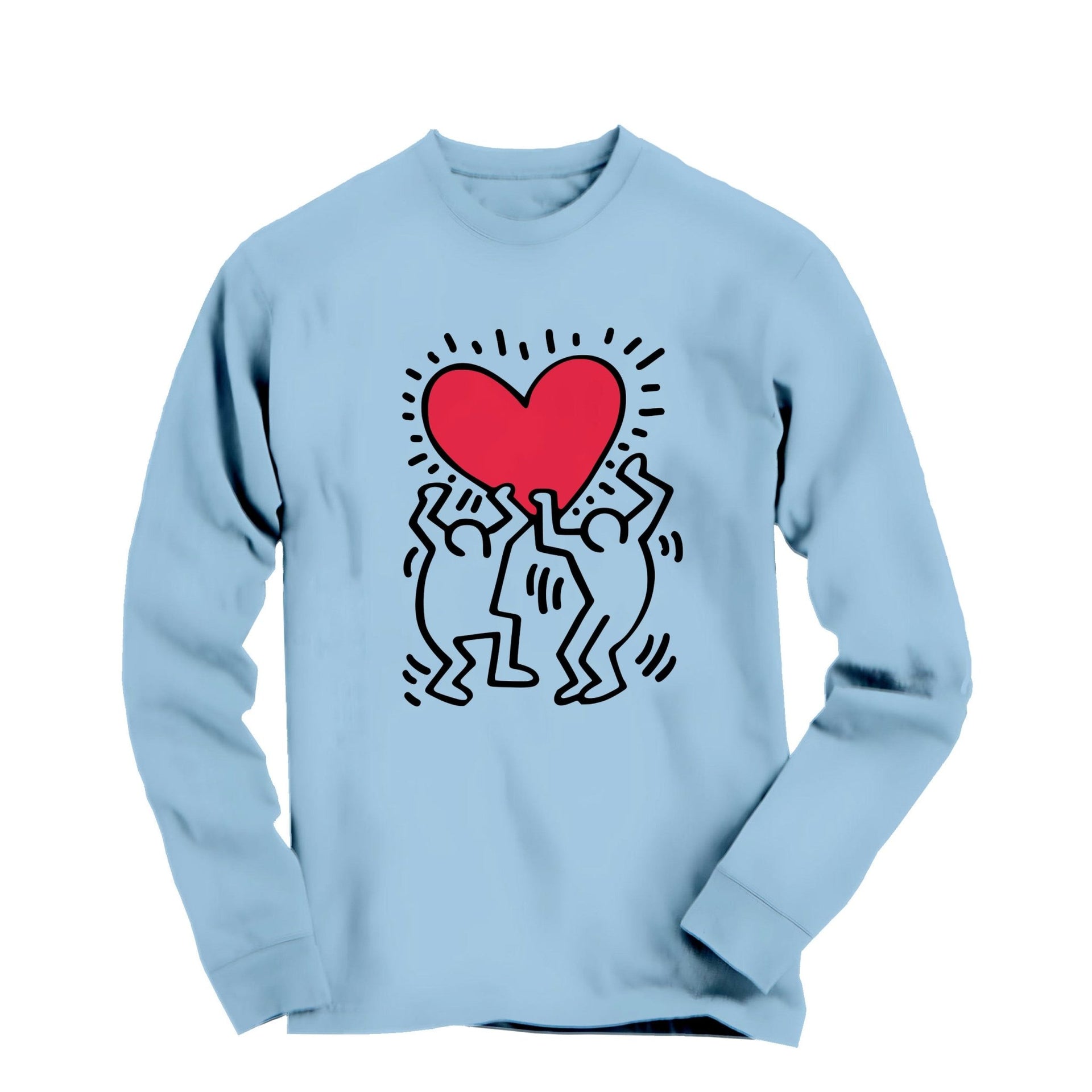 Haring Men Holding Heart Pop Art Long Sleeve Tee - Clothing - Harvey Ltd