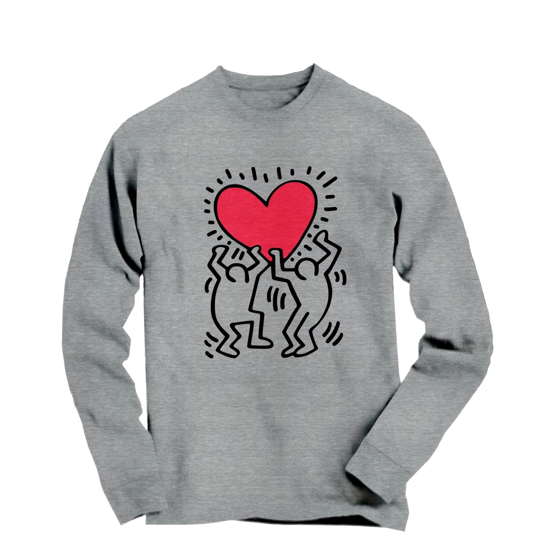 Haring Men Holding Heart Pop Art Long Sleeve Tee - Clothing - Harvey Ltd