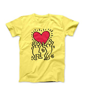 Haring Men Holding Heart Pop Art T - shirt - Clothing - Harvey Ltd