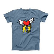 Haring Men Holding Heart With Wings Pop Art T-shirt - Clothing - Harvey Ltd