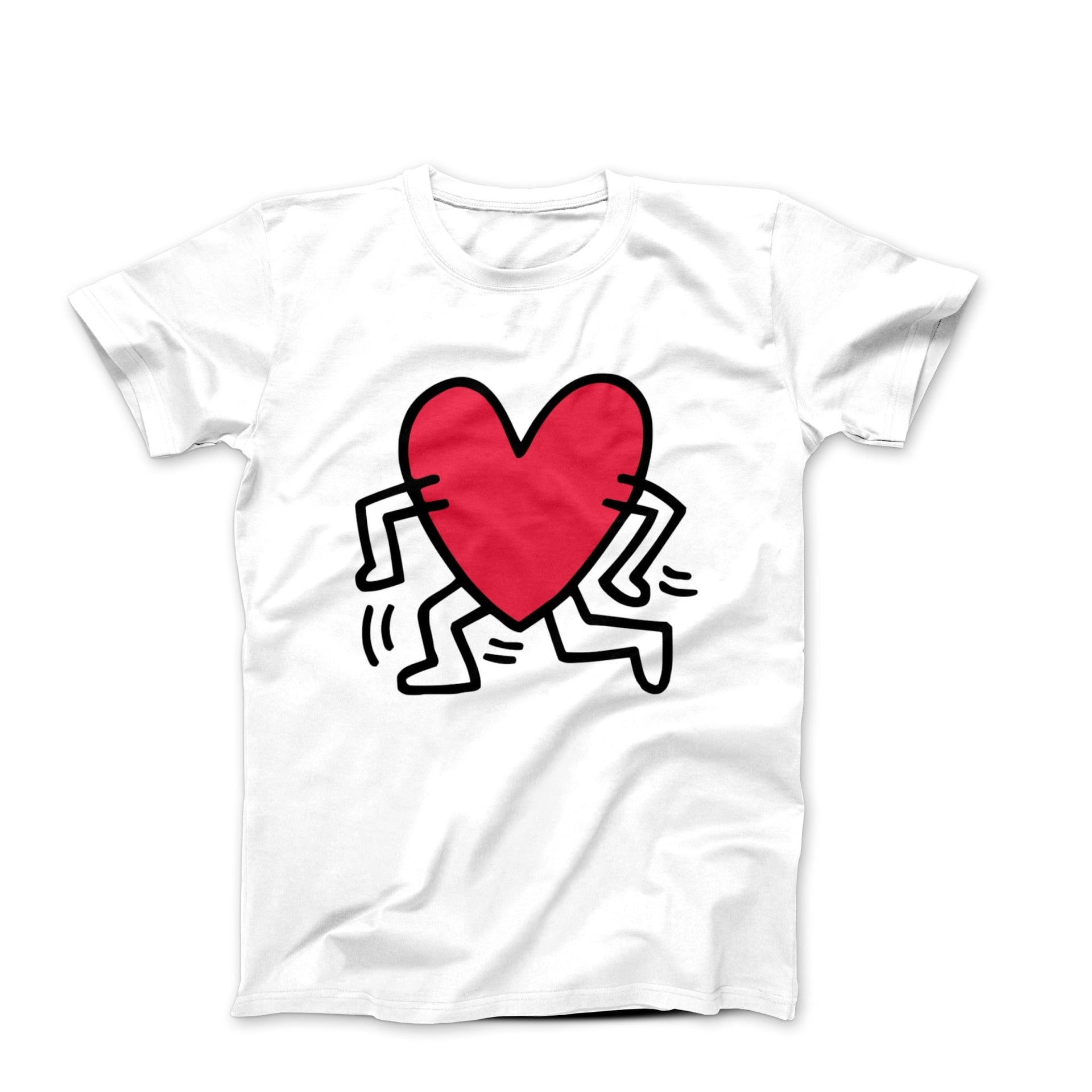 Haring Running Heart Pop Art T - shirt - Clothing - Harvey Ltd