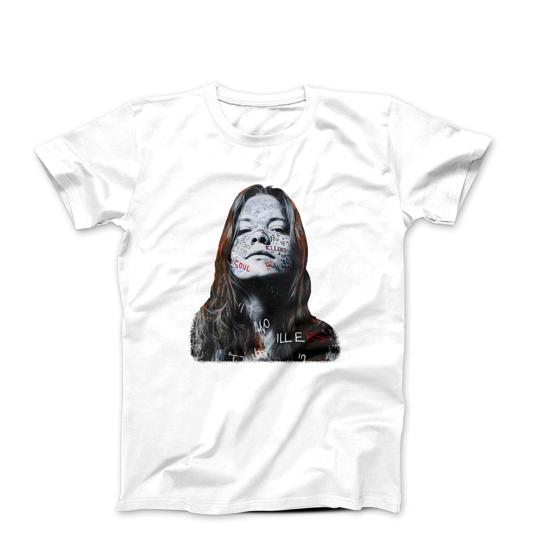 Janis Joplin Portrait Sketch T-shirt - Music - Harvey Ltd