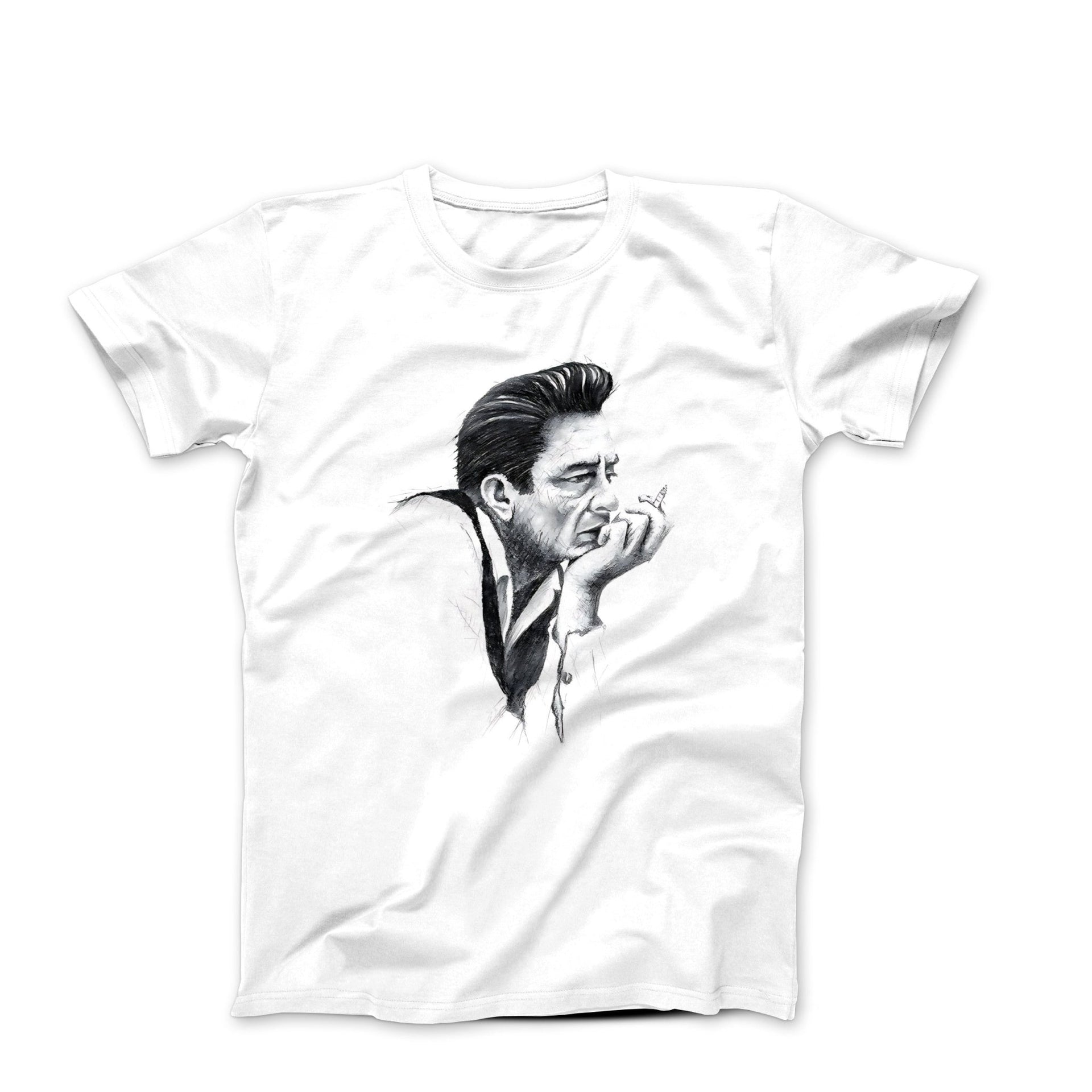 Johnny Cash Portrait Sketch T - shirt - Clothing - Harvey Ltd