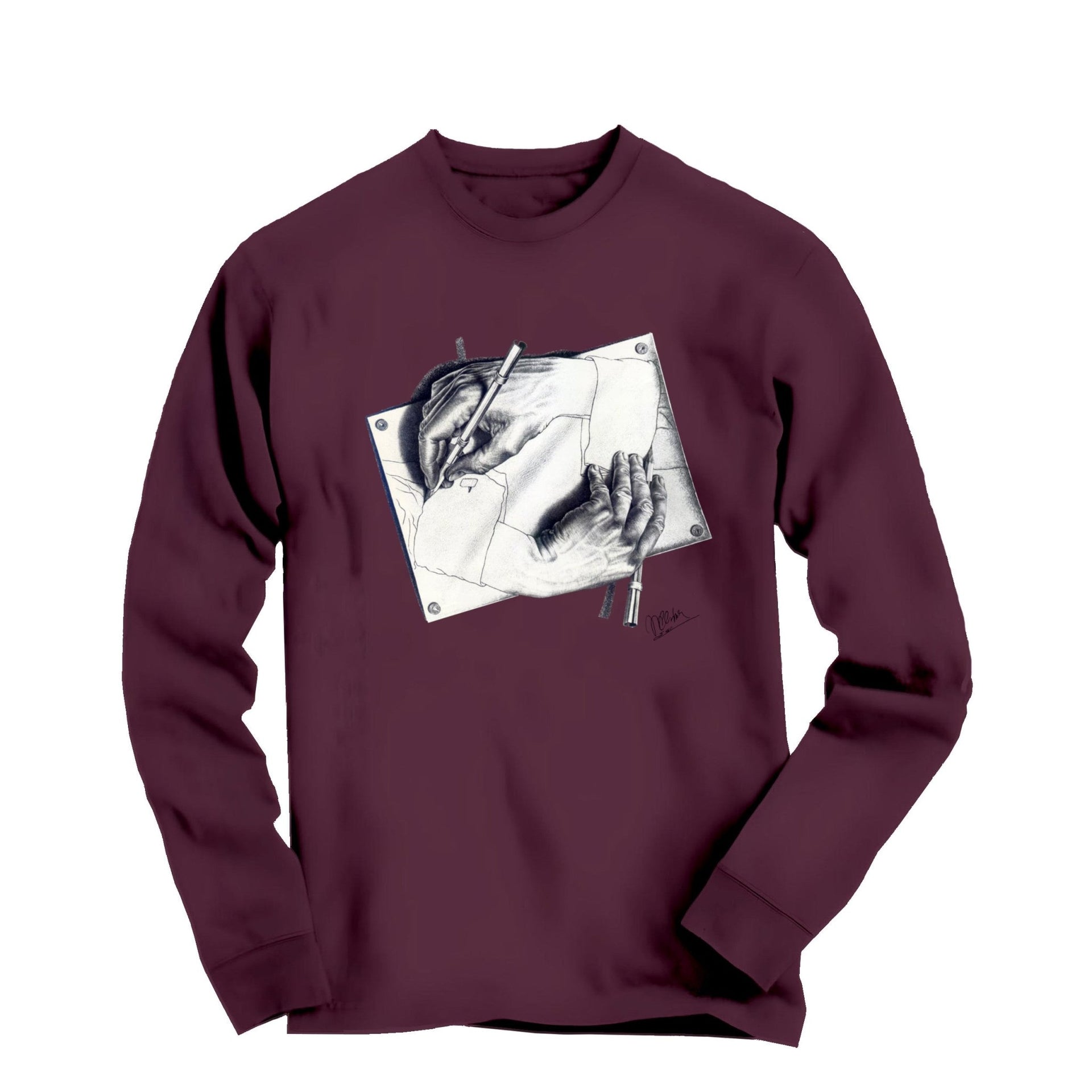 M.C. Escher Drawing Hands (1948) Art Long Sleeve Tee - Greatest Artists - Harvey Ltd