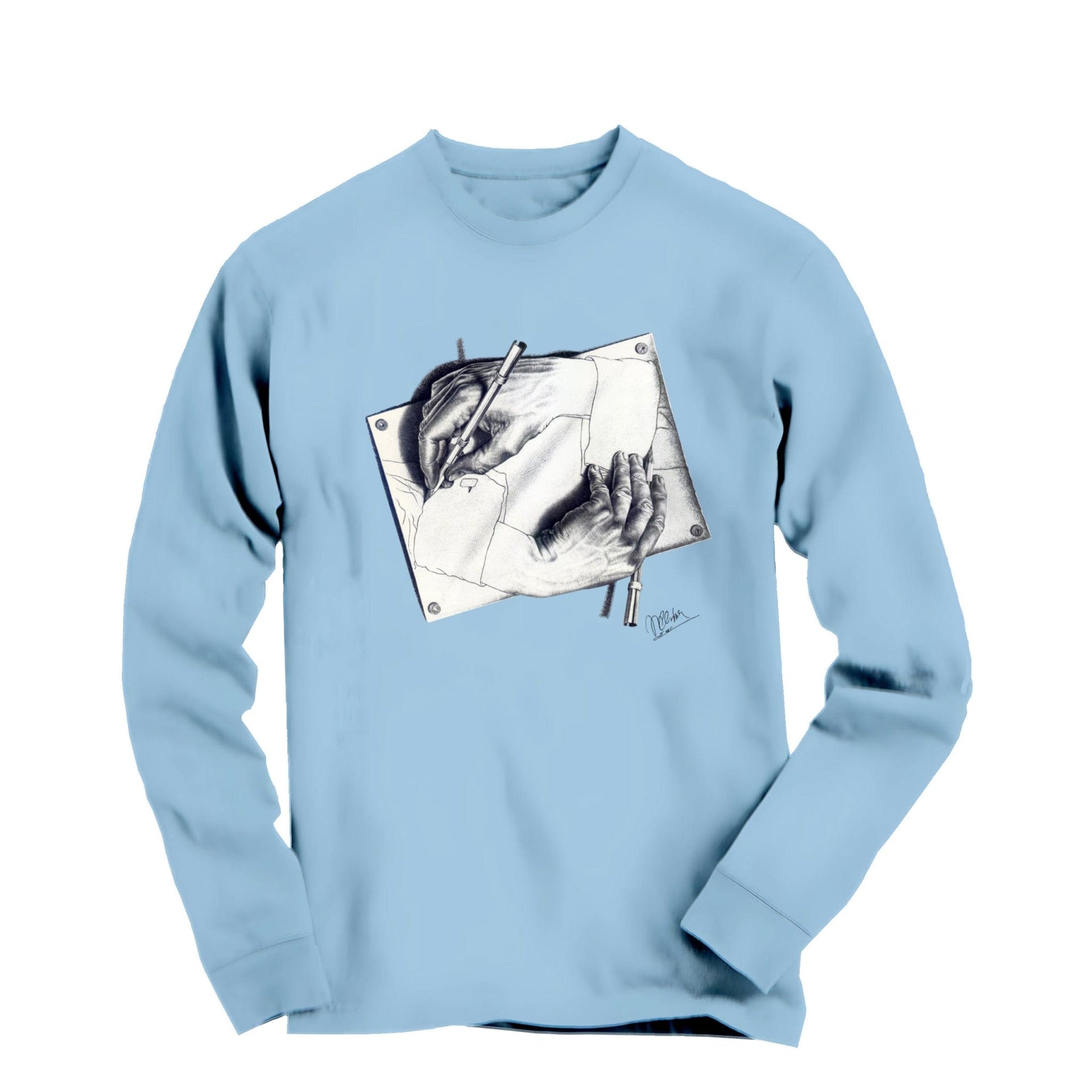 M.C. Escher Drawing Hands (1948) Art Long Sleeve Tee - Greatest Artists - Harvey Ltd