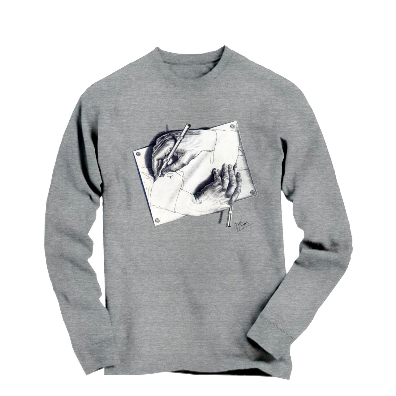 M.C. Escher Drawing Hands (1948) Art Long Sleeve Tee - Greatest Artists - Harvey Ltd