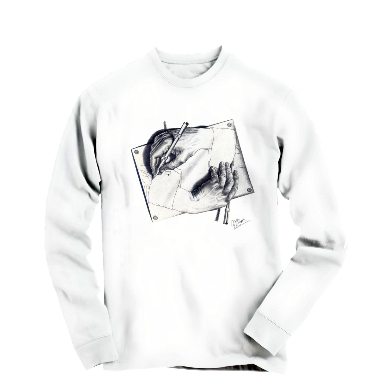 M.C. Escher Drawing Hands 1948 Long Sleeve Tee - Greatest Artists - Harvey Ltd
