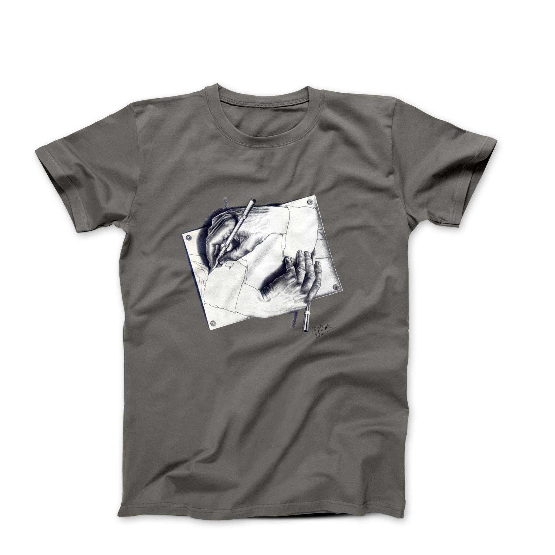 M.C. Escher Drawing Hands Art T-shirt - Greatest Artists - Harvey Ltd