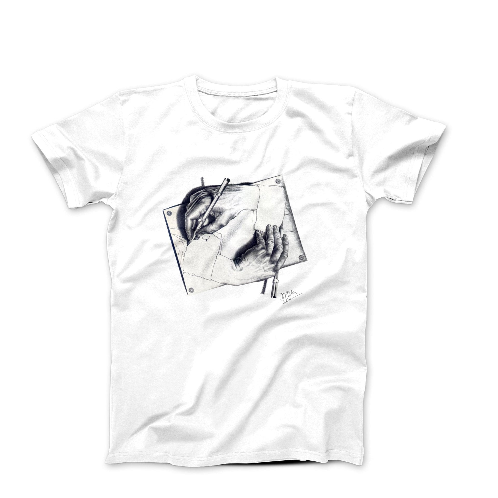M.C. Escher Drawing Hands Art T-shirt - Greatest Artists - Harvey Ltd