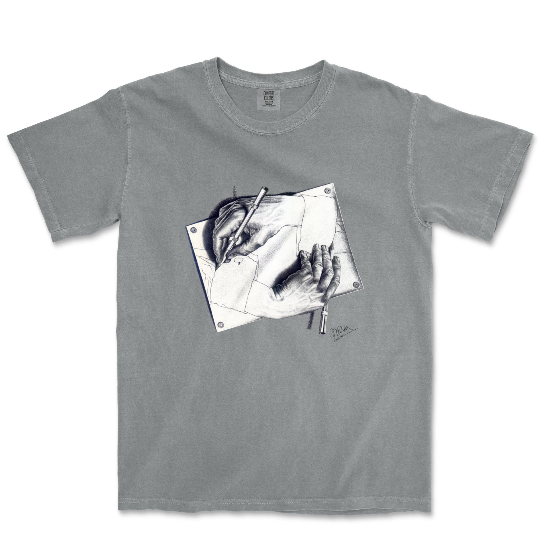M.C. Escher Drawing Hands Garment - Dyed T-shirt - Greatest Artists - Harvey Ltd