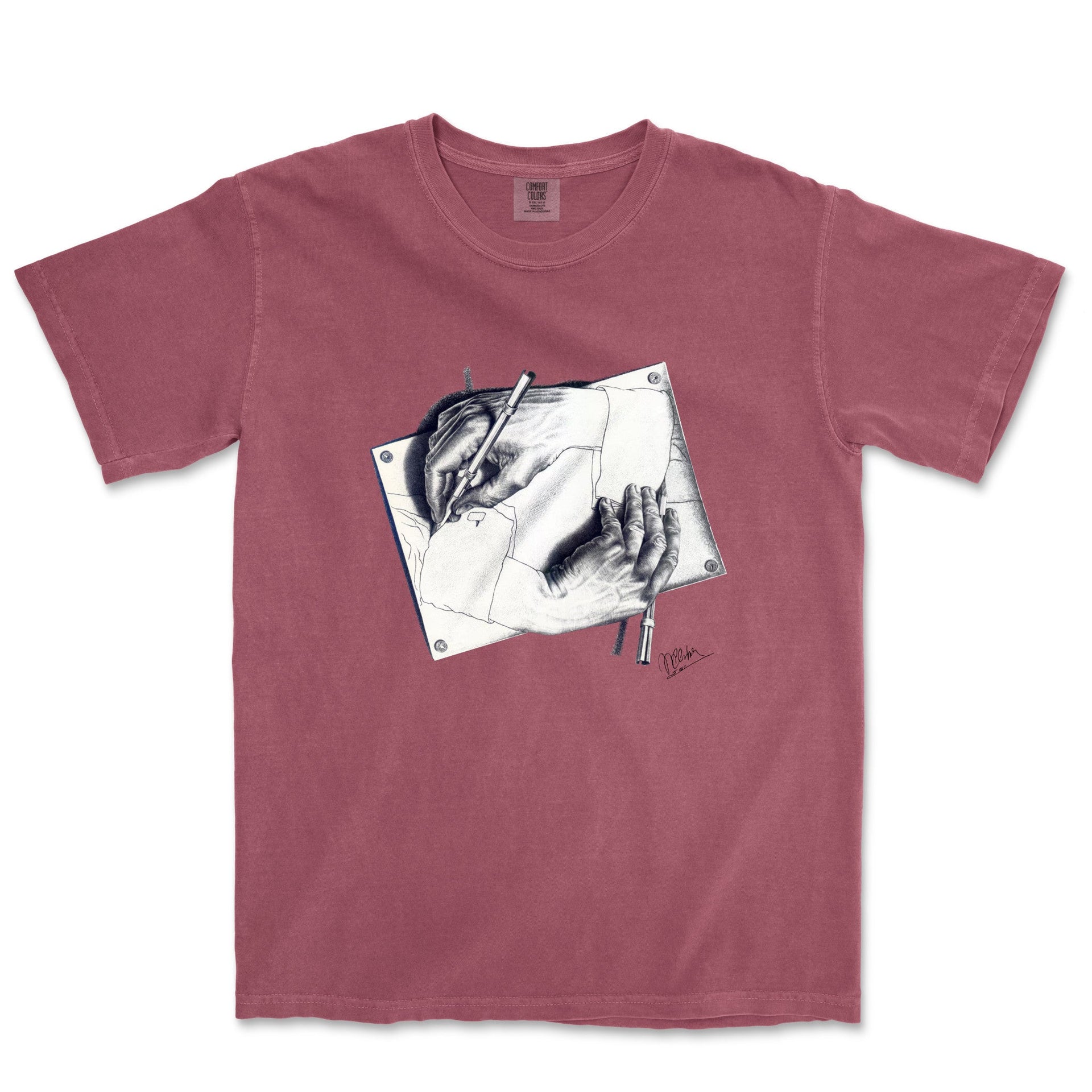 M.C. Escher Drawing Hands Garment - Dyed T-shirt - Greatest Artists - Harvey Ltd