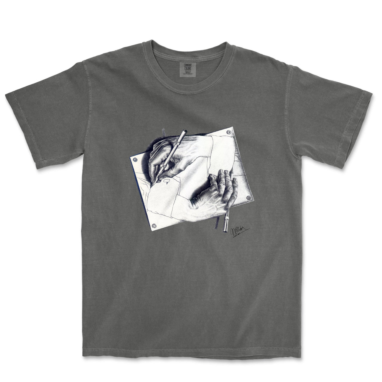 M.C. Escher Drawing Hands Garment - Dyed T-shirt - Greatest Artists - Harvey Ltd