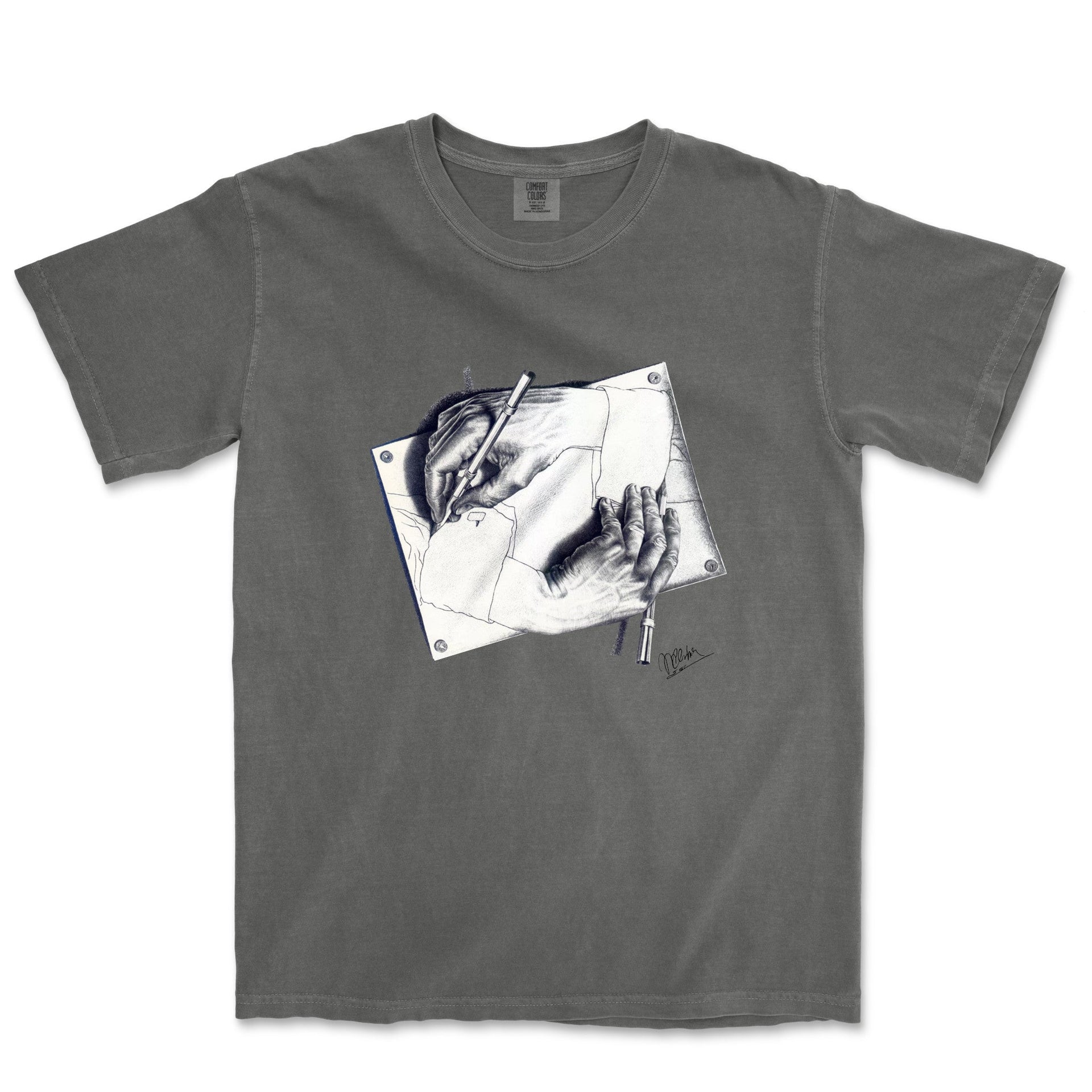 M.C. Escher Drawing Hands Garment - Dyed T-shirt - Greatest Artists - Harvey Ltd