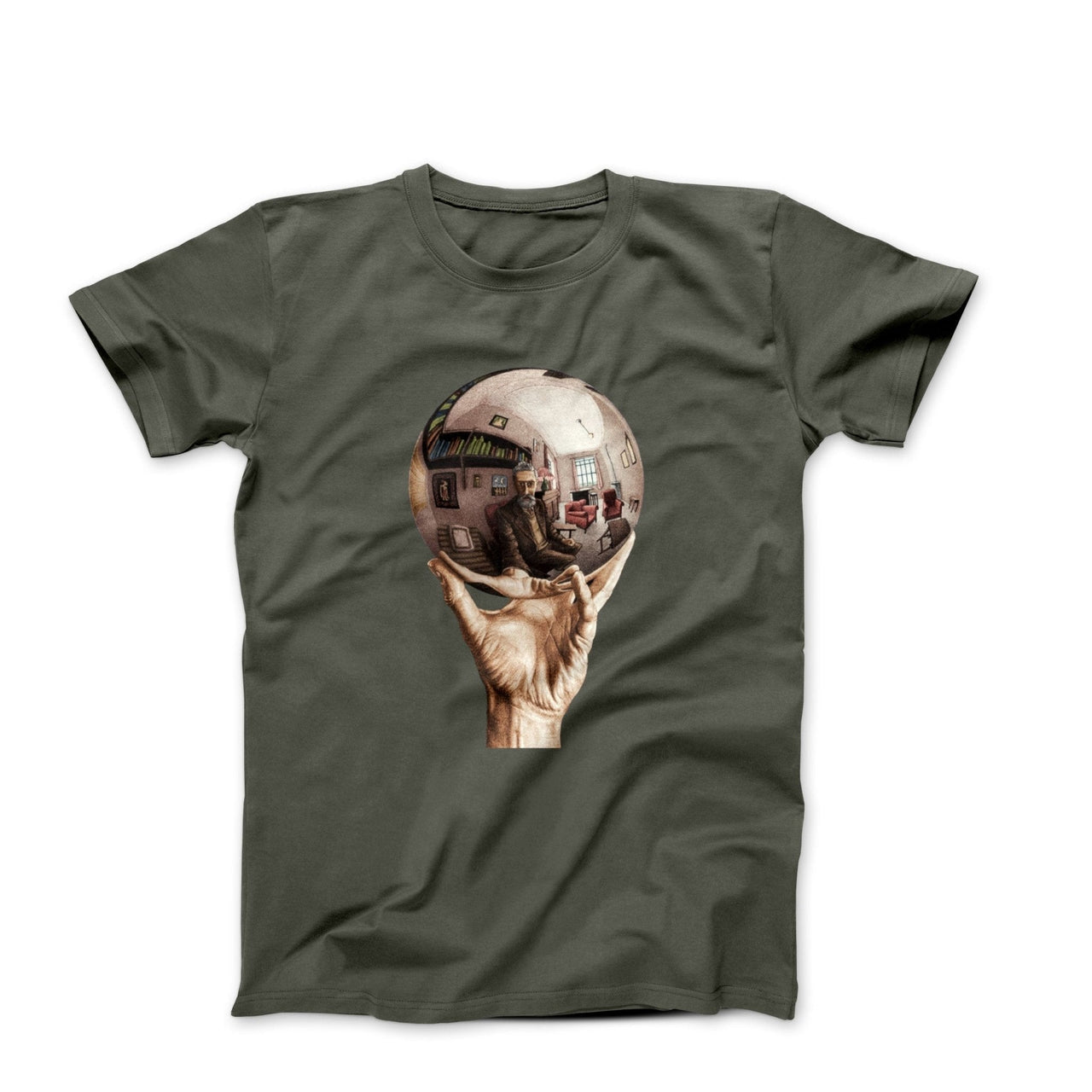 M.C. Escher Hand with Reflective Globe T-Shirt - Greatest Artists - Harvey Ltd