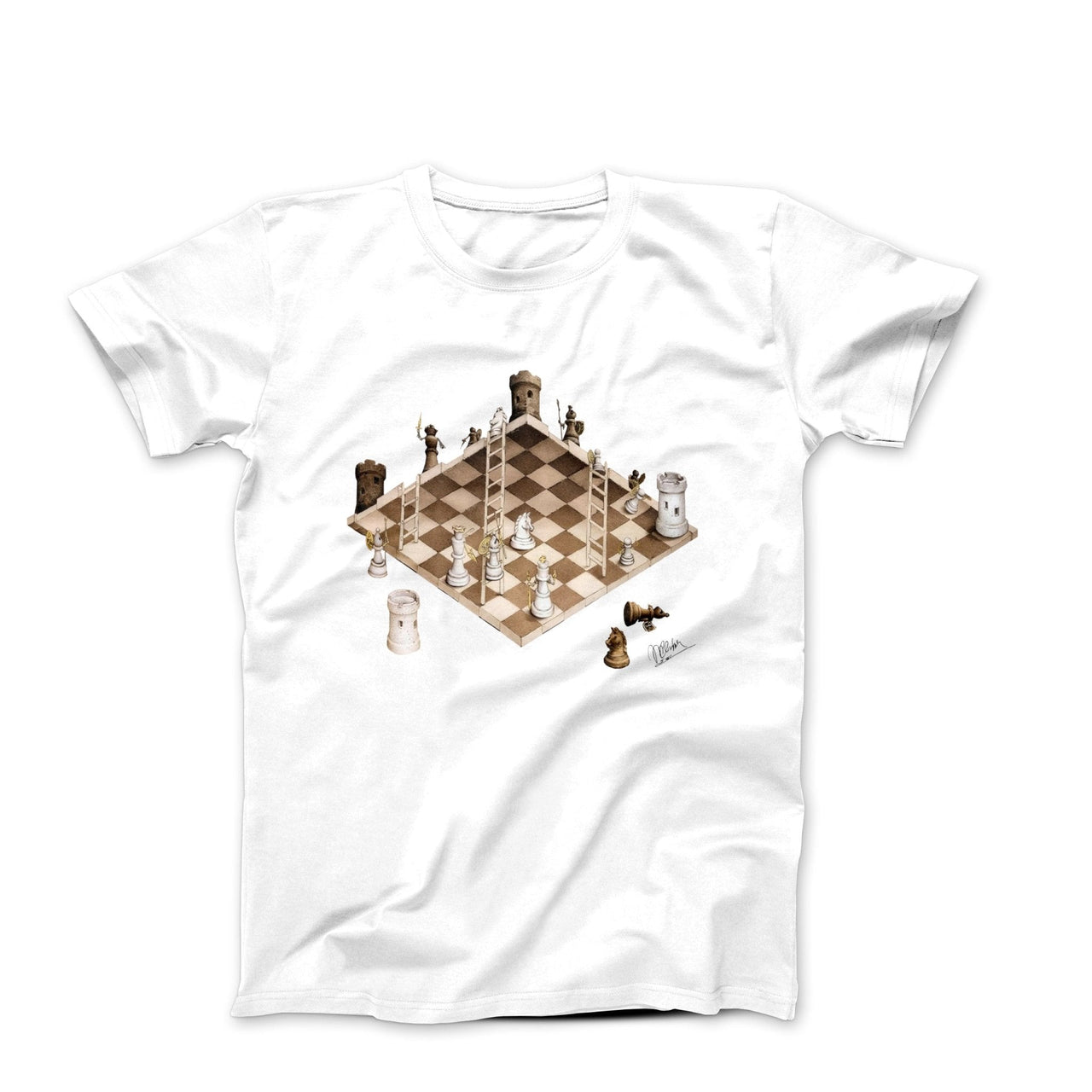 M.C. Escher Impossible Chess Artwork T-shirt - Greatest Artists - Harvey Ltd