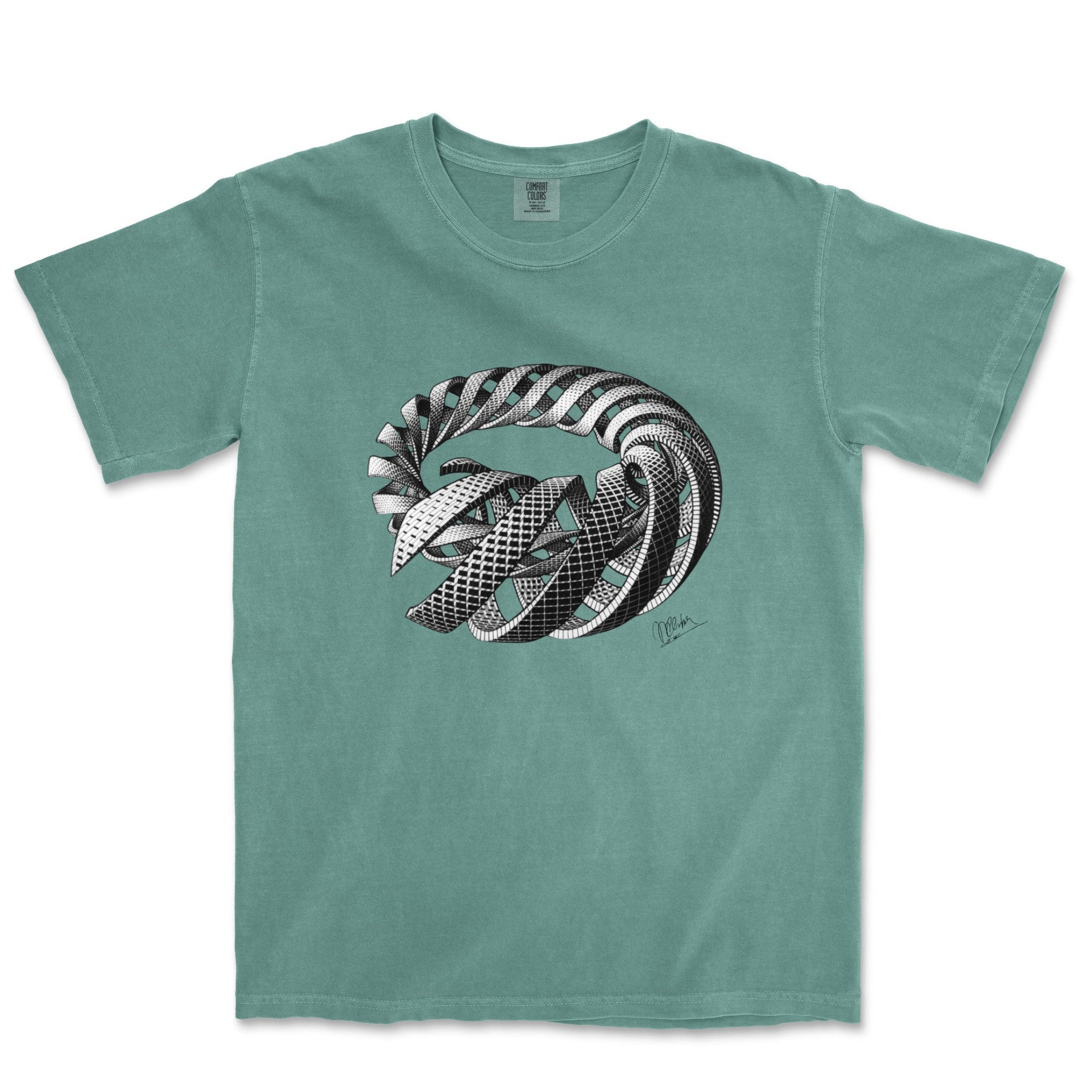 M.C. Escher Spirals Garment - Dyed T-Shirt - Greatest Artists - Harvey Ltd