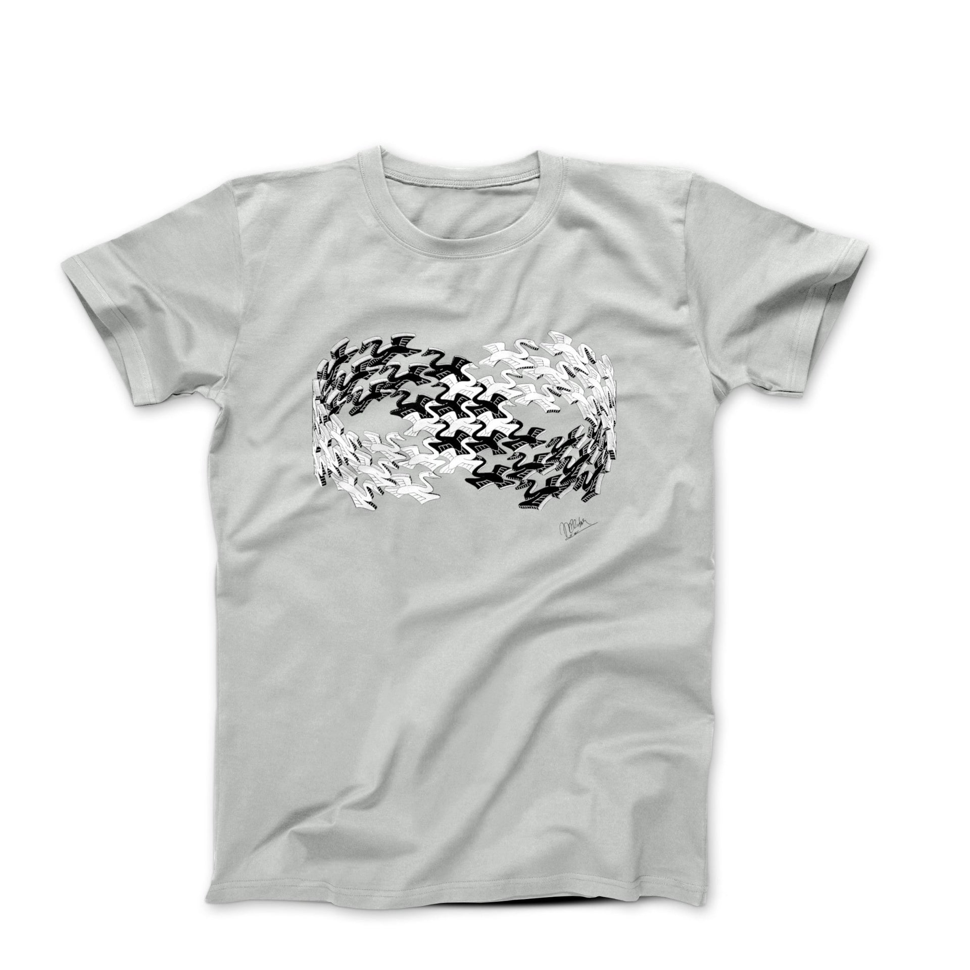 M.C. Escher Swans (1956) Artwork T-Shirt - Greatest Artists - Harvey Ltd